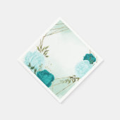 Serviette En Papier fleurs turquoise vert feuille mariage (Coin)