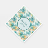 Serviette En Papier Fleurs turquoises et jaunes Illustration de l'encr (Coin)