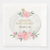 Serviette En Papier Fleurs verdure rose blush blanc citrouilles blanch (Devant)
