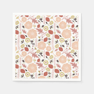 Serviette En Papier Fleurs Vert Pêche Botanique