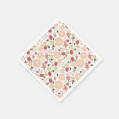 Serviette En Papier Fleurs Vert Pêche Botanique (Coin)