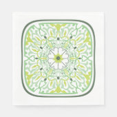 Serviette En Papier Fleurs vertes en Mémerisation (Devant)