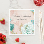 Serviette En Papier Fleurs vertes Neo Mint et Mariage Boho Rose (En situation)