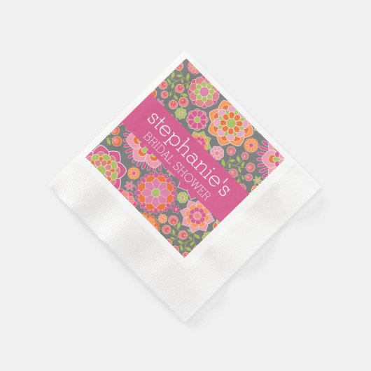 Serviette En Papier Fleurs vertes roses et citron vert - Fête des mari (Coin)