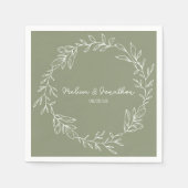 Serviette En Papier Fleurs vertes Sage Boho Mariage romantique (Devant)