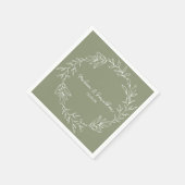 Serviette En Papier Fleurs vertes Sage Boho Mariage romantique (Coin)