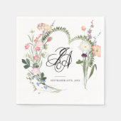 Serviette En Papier Fleurs vertes sauvages | Napkins wedding shower (Devant)