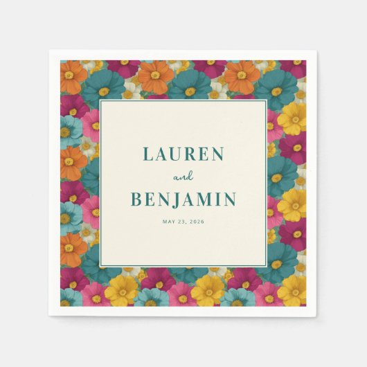 Serviette En Papier Fleurs Vintage Joyeuses (Devant)