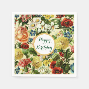 Serviette En Papier Fleurs vintages monogramme pays floral