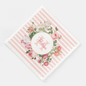 Serviette En Papier Fleurs vintages Pink Stripes Monogramme (Coin)