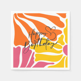 Serviette En Papier Fleurs vintages rétro Élégantes et colorées Annive