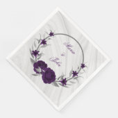 Serviette En Papier fleurs violettes argent botanique en marbre (Coin)