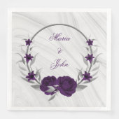 Serviette En Papier fleurs violettes argent botanique en marbre (Devant)