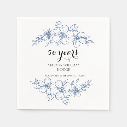 Serviette En Papier Fleurs violettes de lavande 50e anniversaire maria (Devant)