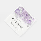 Serviette En Papier Fleurs violettes Elégante Réception De Mariage (Coin)