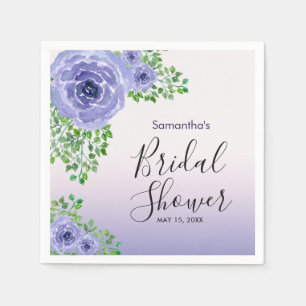 Serviette En Papier Fleurs Violettes Élégantes   Laverie de Mariée