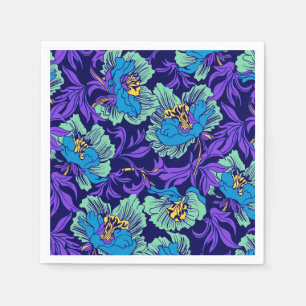 Serviette En Papier Fleurs violettes et bleues William Morris