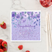 Serviette En Papier Fleurs violettes et papier Parties scintillant Nap (En situation)