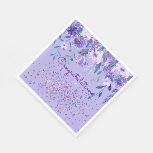 Serviette En Papier Fleurs violettes et papier Parties scintillant Nap (Coin)