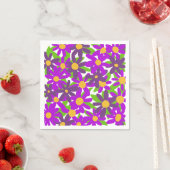 Serviette En Papier Fleurs violettes et vertes (En situation)