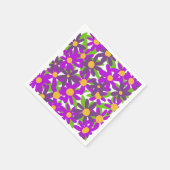 Serviette En Papier Fleurs violettes et vertes (Coin)
