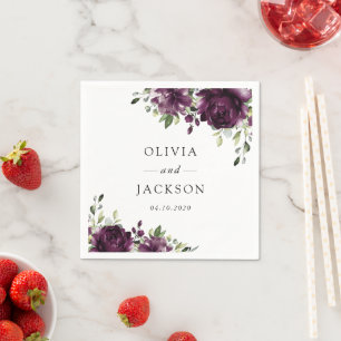 Serviette En Papier Fleurs violettes, Fleurs de prunes, Boho, Mariage 