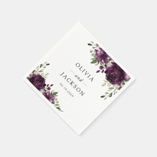 Serviette En Papier Fleurs violettes, Fleurs de prunes, Boho, Mariage  (Coin)