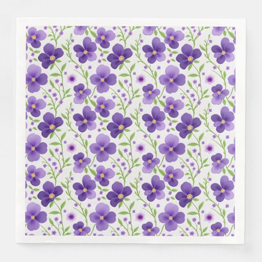 Serviette En Papier Fleurs violettes Floral Motif sans joint (Devant)