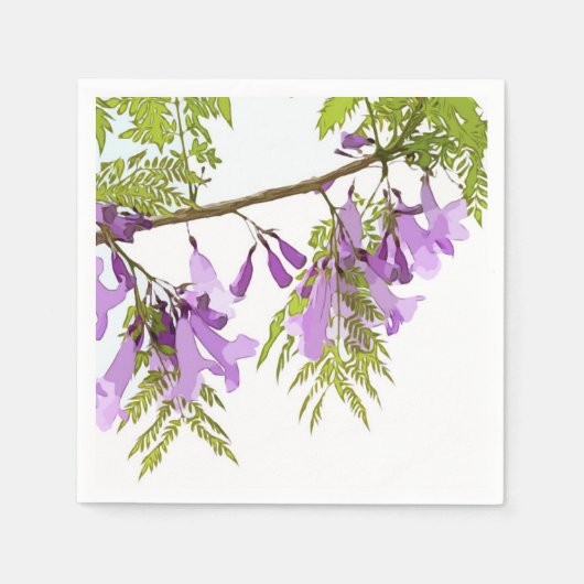 Serviette En Papier Fleurs violettes Jacaranda Napkin (Devant)