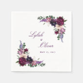 Serviette En Papier Fleurs violettes luxuriantes | Mariage romantique (Devant)