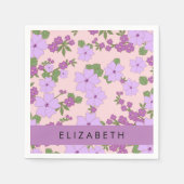 Serviette En Papier Fleurs Violettes, Motif De Fleurs, Votre Nom (Devant)