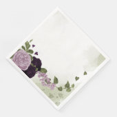 Serviette En Papier Fleurs violettes profondes et légères verdure (Coin)