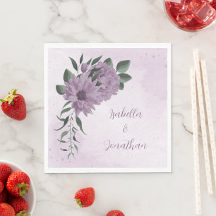 Serviette En Papier fleurs violettes romantique botanique