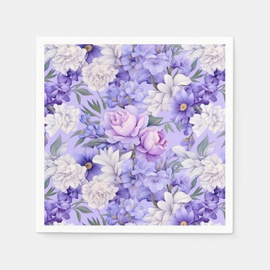 Serviette En Papier Fleurs violettes romantiques (Devant)
