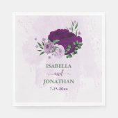 Serviette En Papier Fleurs violettes romantiques verdure mariage (Devant)