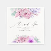 Serviette En Papier Fleurs violettes roses Elégant Botanique M et Mme. (Devant)