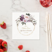Serviette En Papier Fleurs violettes roses Mis d'or Quince Quinceañera (En situation)