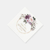 Serviette En Papier Fleurs violettes roses Mis d'or Quince Quinceañera (Coin)