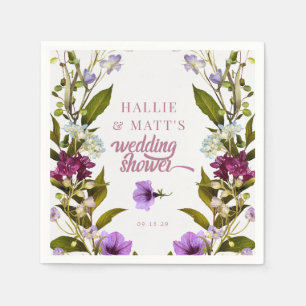 Serviette En Papier Fleurs violettes roses   Pompe nuptiale en fleurs