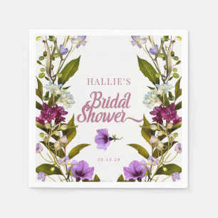 Serviette En Papier Fleurs violettes roses   Pompe nuptiale en fleurs