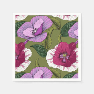 Serviette En Papier Fleurs violettes roses vertes de Garden Party