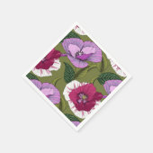 Serviette En Papier Fleurs violettes roses vertes de Garden Party (Coin)