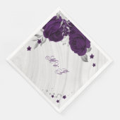 Serviette En Papier fleurs violettes royales marbre feuille argent (Coin)