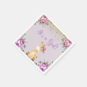 Serviette En Papier Fleurs violettes & serviettes de baby shower giraf (Coin)