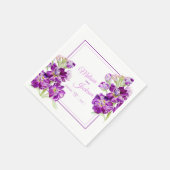 Serviette En Papier Fleurs violettes stocks mariages sur blanc (Coin)