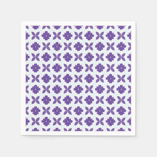 Serviette En Papier Fleurs violettes sur fond clair (Devant)