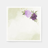 Serviette En Papier fleurs violettes vert feuille mariage (Devant)