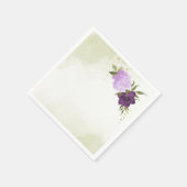 Serviette En Papier fleurs violettes vert feuille mariage (Coin)