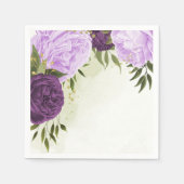 Serviette En Papier fleurs violettes vert feuille mariage (Devant)