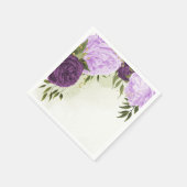 Serviette En Papier fleurs violettes vert feuille mariage (Coin)
